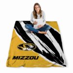 missouri tigers brushstrokes black white blanket high quality
