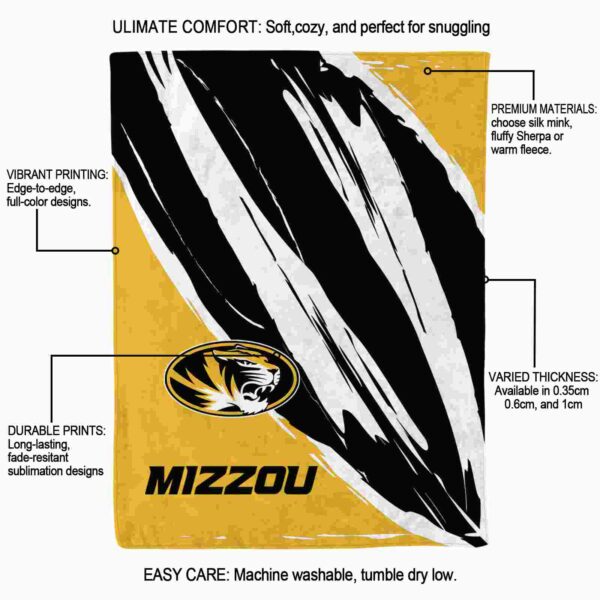 missouri tigers brushstrokes black white blanket new arrival
