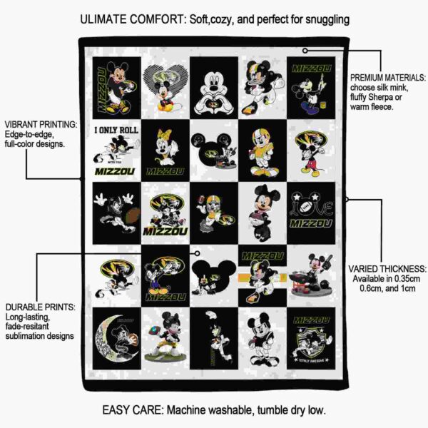 missouri tigers mickey minnie black white blanket new arrival