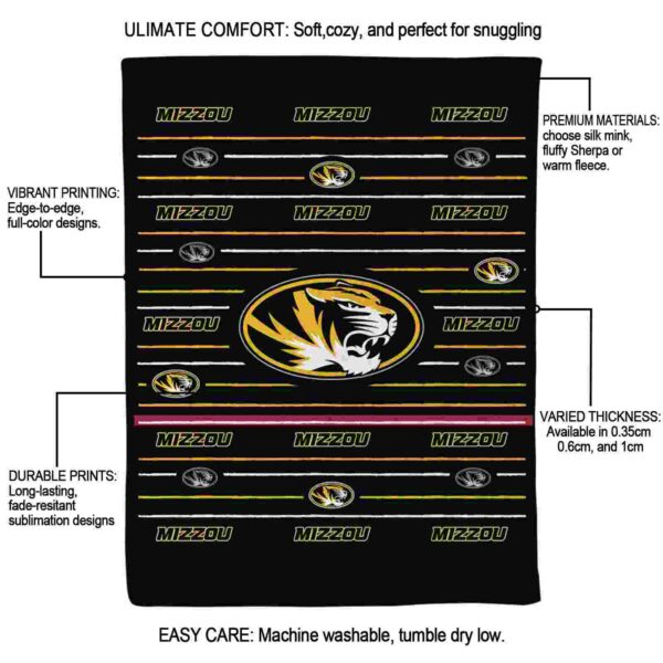 missouri tigers striped pattern black blanket new arrival