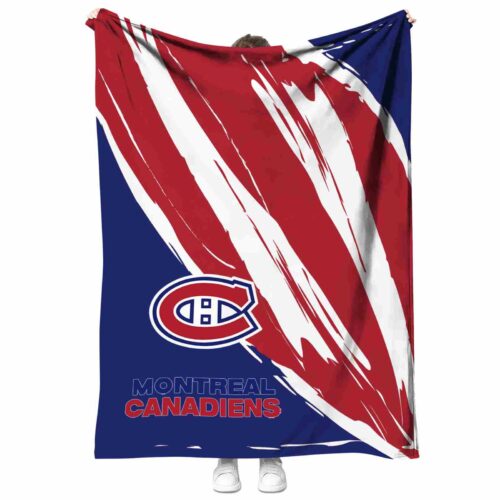 montreal canadiens brushstrokes red white blanket best selling