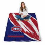 montreal canadiens brushstrokes red white blanket best selling