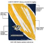nashville predators brushstrokes gold white blanket best selling