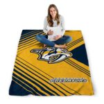 nashville predators diagonal stripes gold blanket best selling