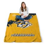 nashville predators grunge texture gold blanket best selling