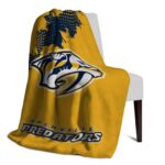 nashville predators grunge texture gold blanket best selling