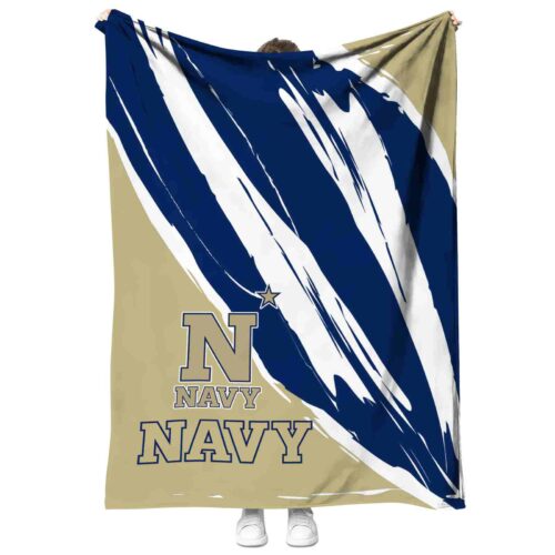 navy midshipmen brushstrokes blue white blanket best selling