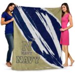navy midshipmen brushstrokes blue white blanket best selling