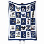 navy midshipmen mickey minnie blue white blanket best selling