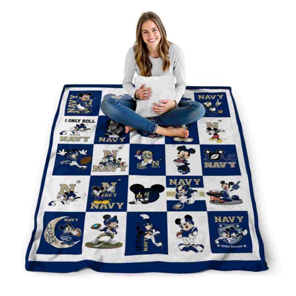 navy midshipmen mickey minnie blue white blanket high quality