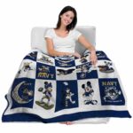 navy midshipmen mickey minnie blue white blanket latest model
