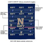 navy midshipmen striped pattern blue blanket best selling