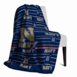 navy midshipmen striped pattern blue blanket best selling
