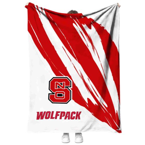 nc state wolfpack brushstrokes red white blanket best selling