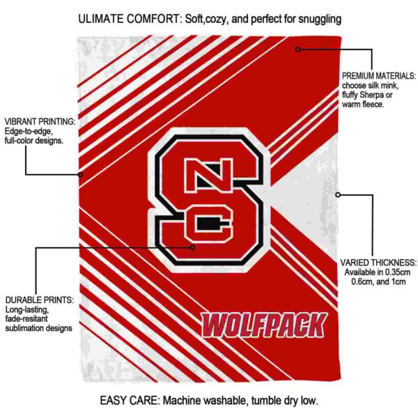 nc state wolfpack diagonal stripes red blanket new arrival
