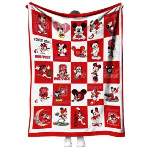 nc state wolfpack mickey minnie red white blanket best selling