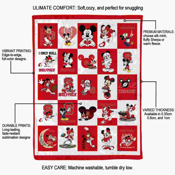 nc state wolfpack mickey minnie red white blanket new arrival
