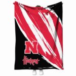 nebraska cornhuskers brushstrokes red white blanket best selling