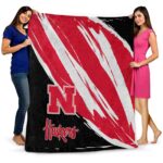nebraska cornhuskers brushstrokes red white blanket best selling