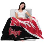 nebraska cornhuskers brushstrokes red white blanket best selling