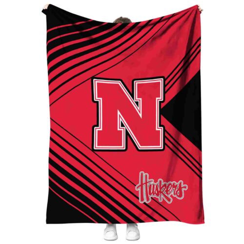 nebraska cornhuskers diagonal stripes red blanket best selling