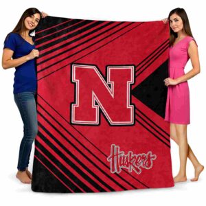nebraska cornhuskers diagonal stripes red blanket fashion forward