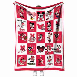 nebraska cornhuskers mickey minnie red white blanket best selling