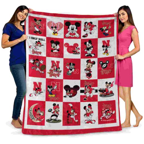 nebraska cornhuskers mickey minnie red white blanket fashion forward