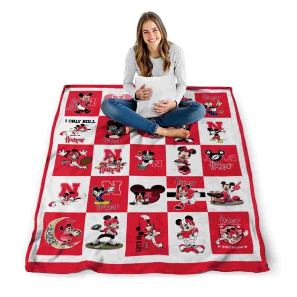 nebraska cornhuskers mickey minnie red white blanket high quality