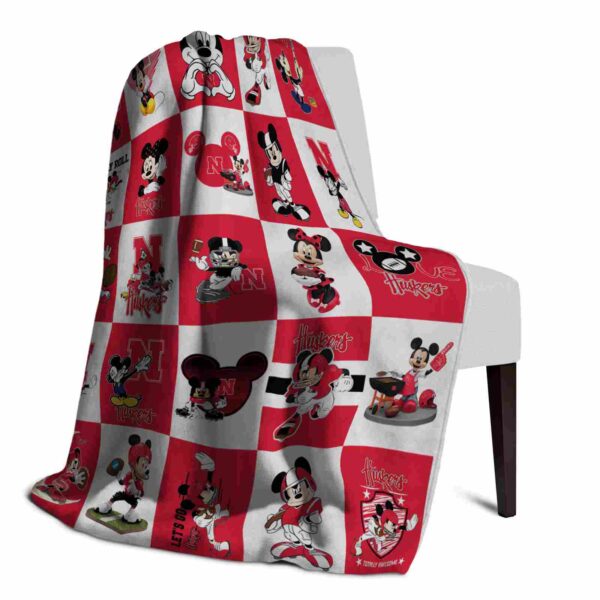 nebraska cornhuskers mickey minnie red white blanket top rated