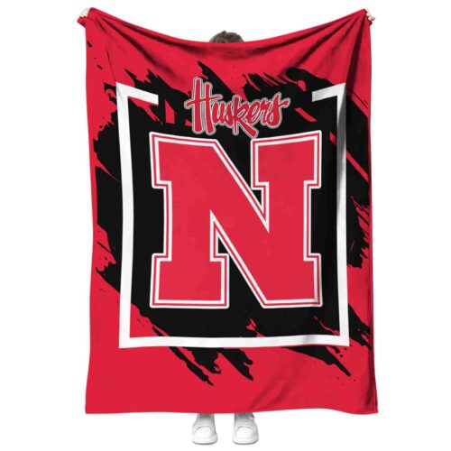 nebraska cornhuskers splatter effect red blanket best selling