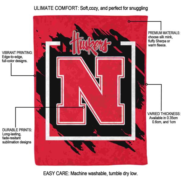 nebraska cornhuskers splatter effect red blanket new arrival