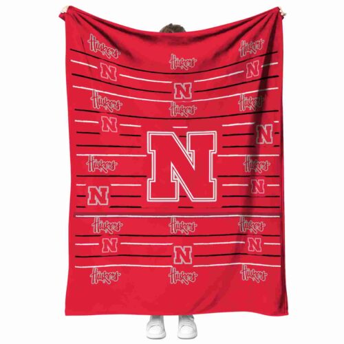 nebraska cornhuskers striped pattern red blanket best selling