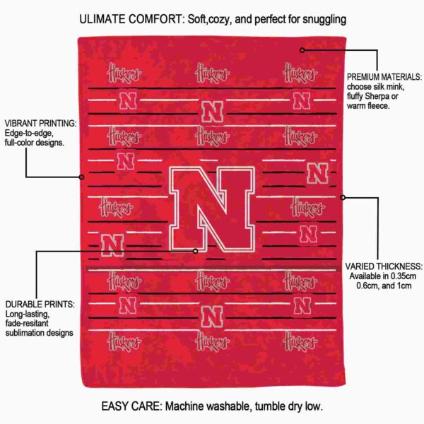 nebraska cornhuskers striped pattern red blanket new arrival