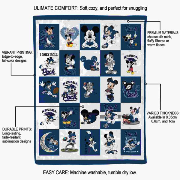 nevada wolf pack mickey minnie blue white blanket new arrival