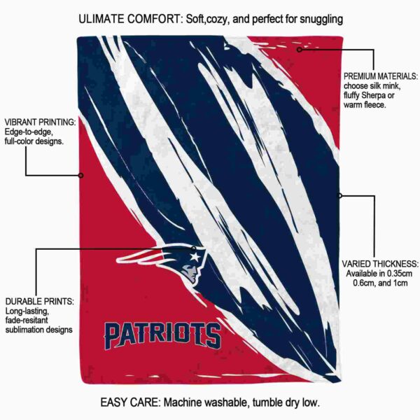 new england patriots brushstrokes blue white blanket new arrival