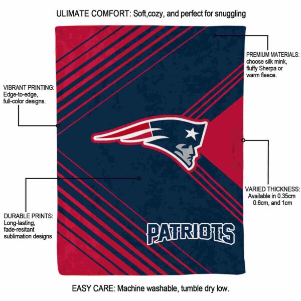 new england patriots diagonal stripes blue blanket new arrival