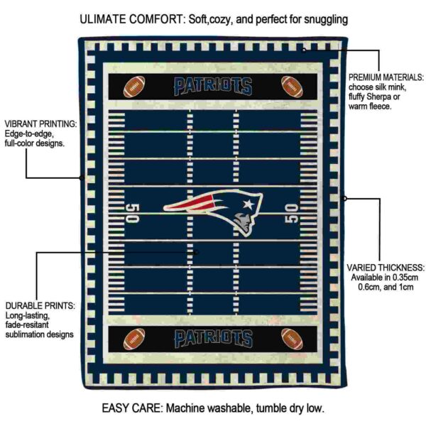 new england patriots football field blue blanket new arrival