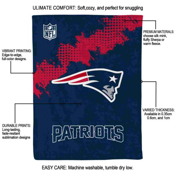 new england patriots grunge texture blue blanket new arrival