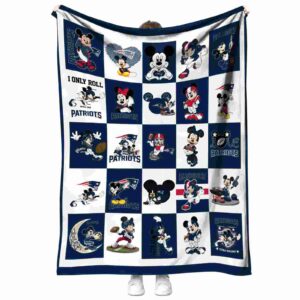 new england patriots mickey minnie blue white blanket best selling