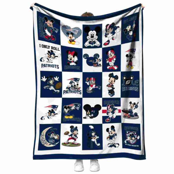 new england patriots mickey minnie blue white blanket best selling