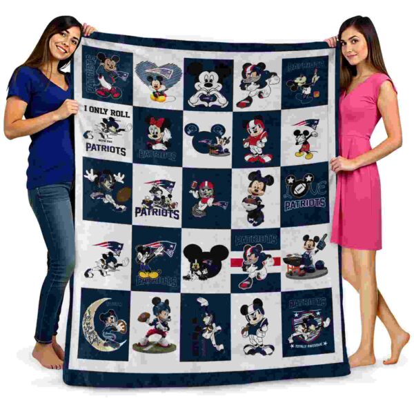 new england patriots mickey minnie blue white blanket fashion forward