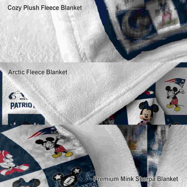 new england patriots mickey minnie blue white blanket premium grade