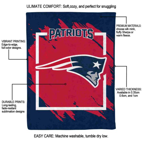 new england patriots splatter effect blue blanket new arrival