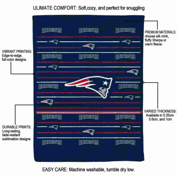 new england patriots striped pattern blue blanket new arrival