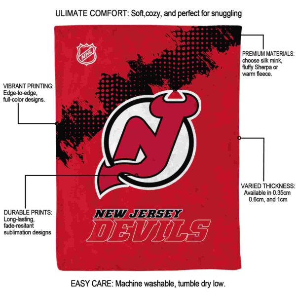 new jersey devils grunge texture red blanket new arrival