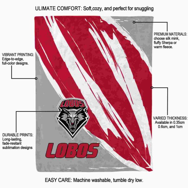 new mexico lobos brushstrokes red white blanket new arrival