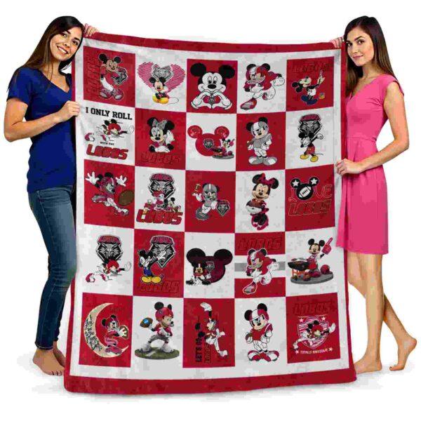 new mexico lobos mickey minnie red white blanket fashion forward