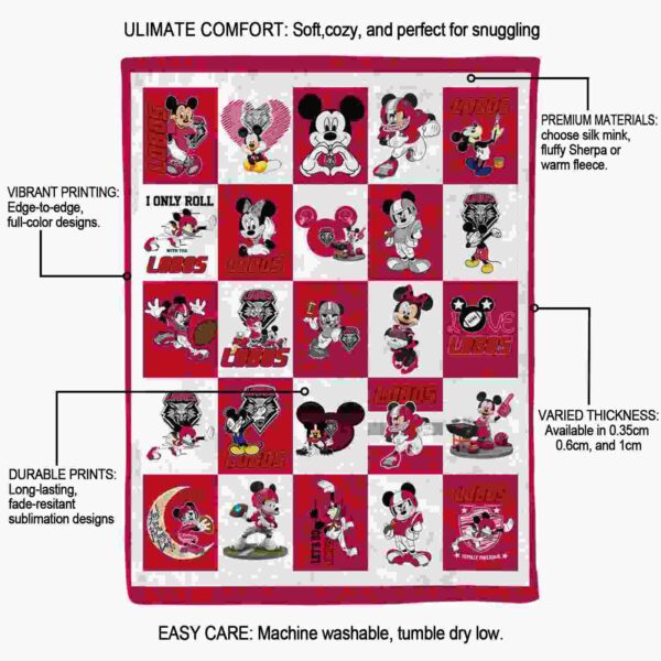 new mexico lobos mickey minnie red white blanket new arrival