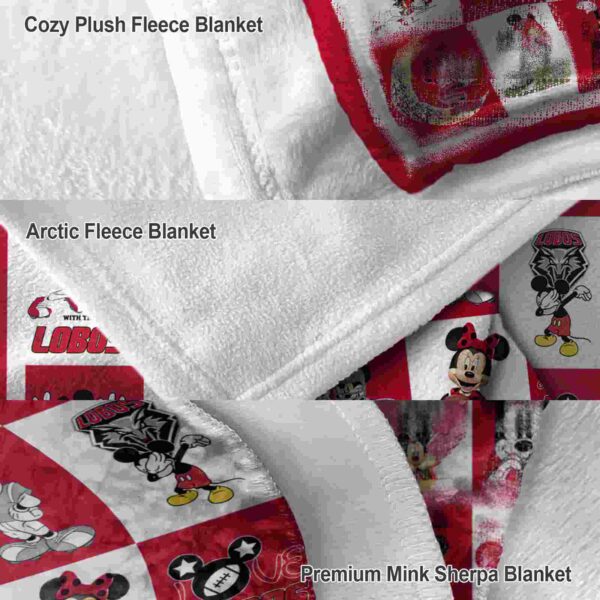 new mexico lobos mickey minnie red white blanket premium grade